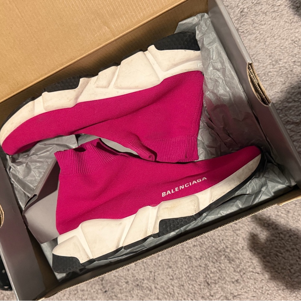 Balenciaga Women's Fuchsia Sock Sneakers